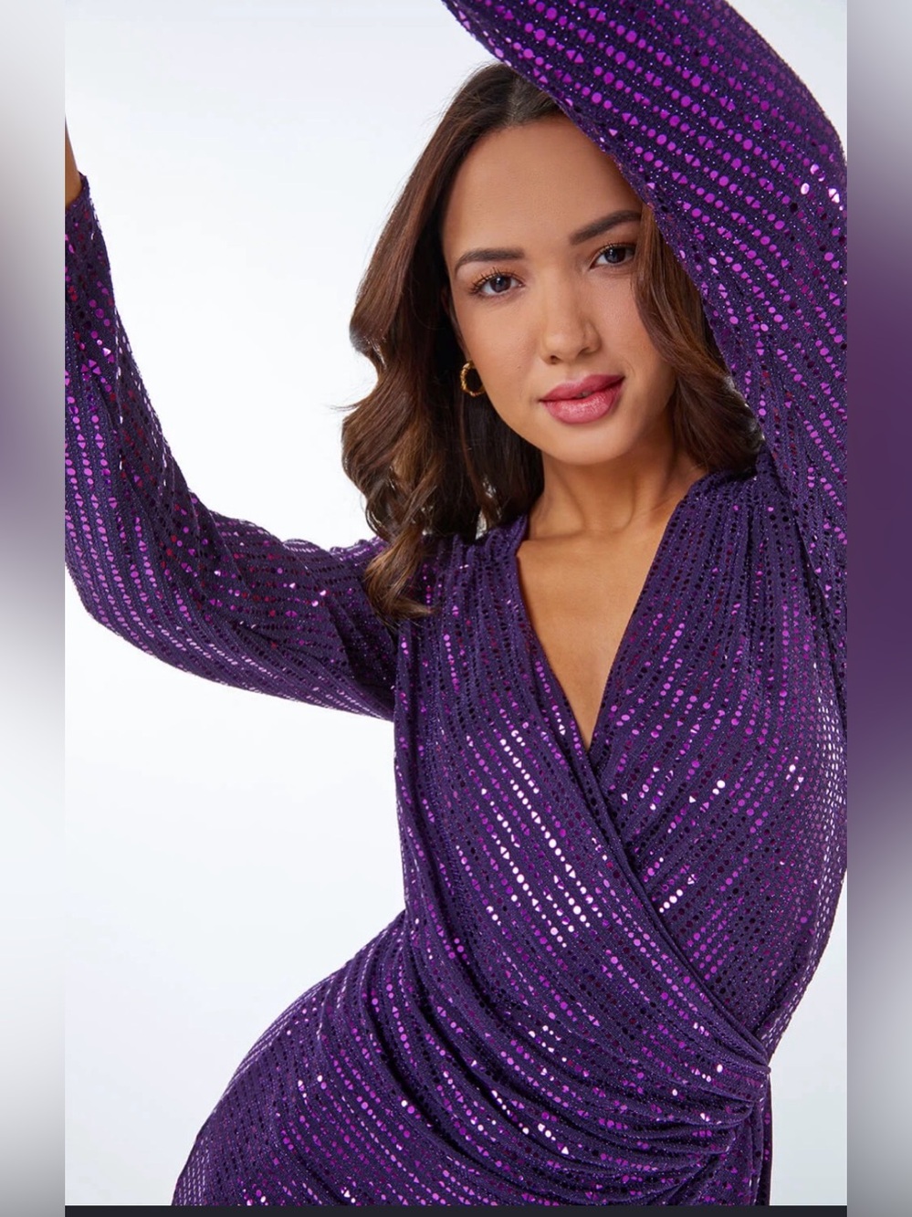Calvin Klein Purple Sequin Wrap Dress